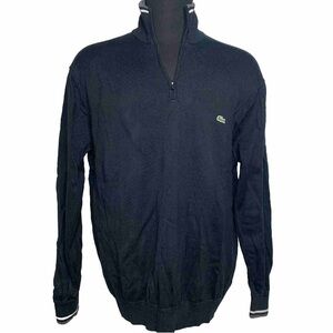 Mens Lacoste Black Quarter Zip Pullover Sweater